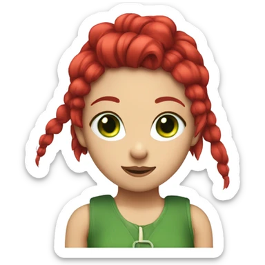 furry girl with two red ponytails and green eyes  sticker