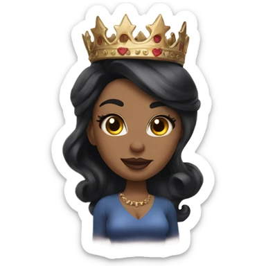 Pinup long dark hair, wears a crown and tattoos light skin sticker