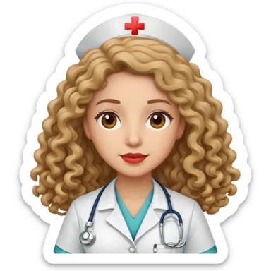Enfermera con cabello rizado largo  sticker