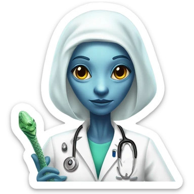 Reptilian alien woman, is a doctor sticker