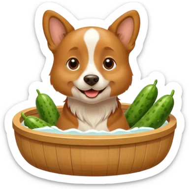 dog relaxing spa with cumcumbers sticker