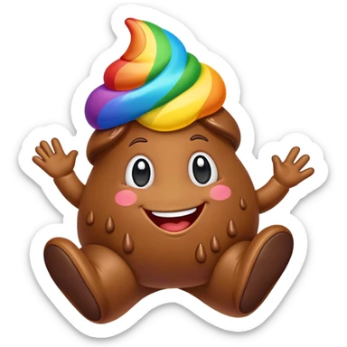 happy rainbow poop dancing sticker