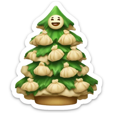 A Christmas tree decorated with dumplings sticker