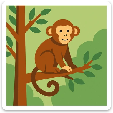 Flat design style monkey in the tree sticker