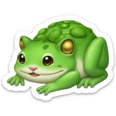 Un chat sur une grenouille sticker