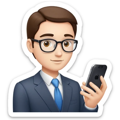 Business salesperson checking sales data on smartphone sticker