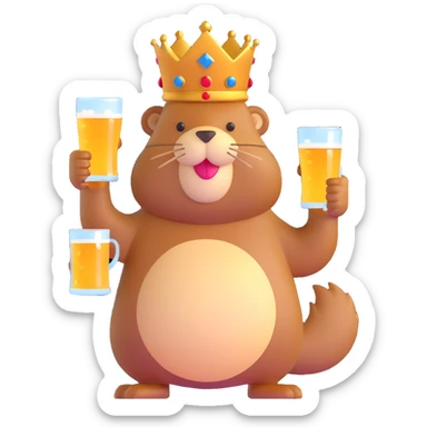 beaver with a crown on her head and a glass of beer in her hands sticker
