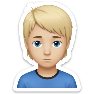 boy with blonde hair emo, and light brown shirt, and blue eyes sticker