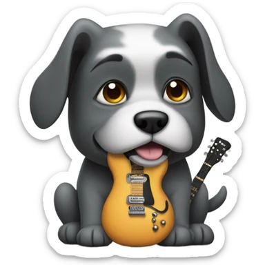 dog with rock guitar sticker