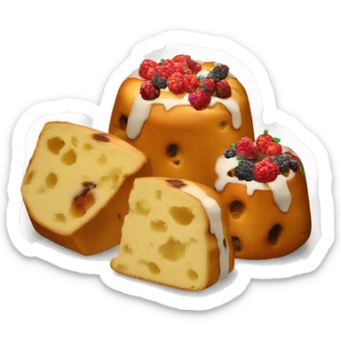 un panettone, tradicionalmente decorado con frutas confitadas y pasas. sticker