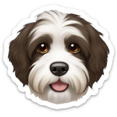dark brown, light brown, and white havanese with an underbite  sticker