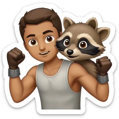 Man punching a raccoon  sticker