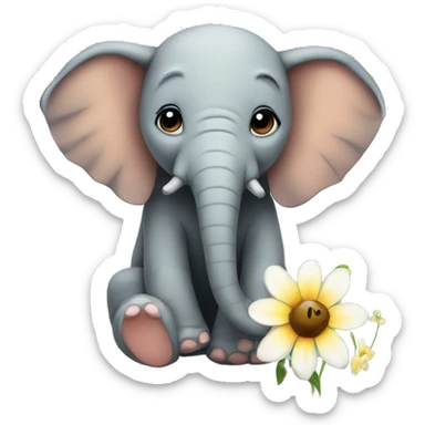 An elephant sitting on a flower like a bee sticker