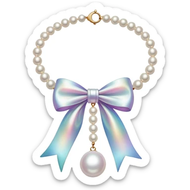  Pearl necklace with bow sticker