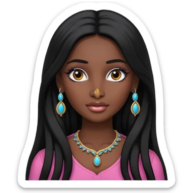 Indian Barbie with black long hair and a nose piercing  sticker