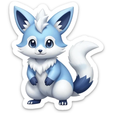 Shiny White Pastel Snowy Icy Sparkly Cute Furret-Meowstic-Zangoose-Hybrid (Full body) sticker