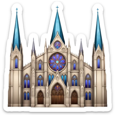 gothic cathedral with stained glass windows and spires sticker