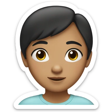 tan girl with black hair with light brown eyes rosy cheeks and freckles wearing a cute top  sticker