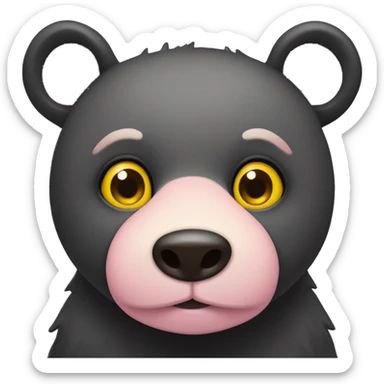 black bear with one yellow eye and a light pink tummy sticker