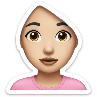 A girl with black hair and eyelashes and pink cheeks  sticker