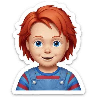 Can you create an emote for me referencing the Chucky character, with a happy and cute expression sticker