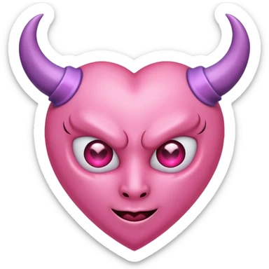 a plain pink heart with demon horns on it, no face sticker