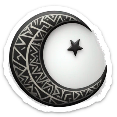 Black crescent moon with zig zag tribal design sticker
