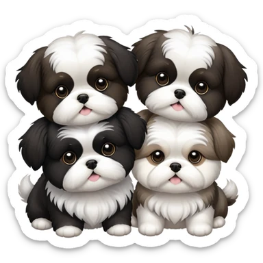 Three black and white shih tzu sticker