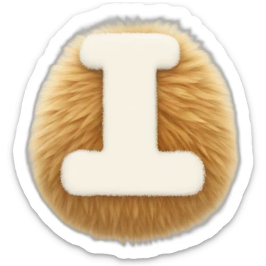letter T in fluffy fur sticker