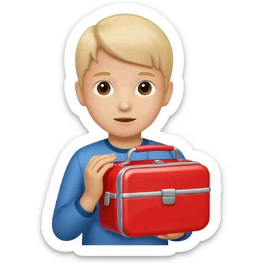 child with lunchbox sticker