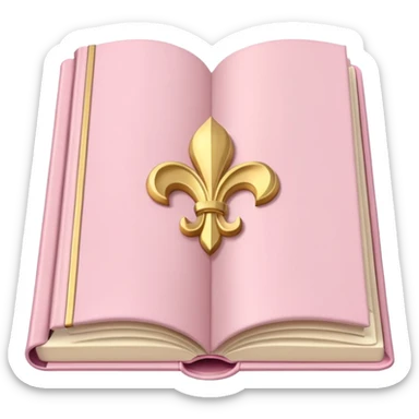 Pastel pink open book with cream pages, trim, satin cover sticker