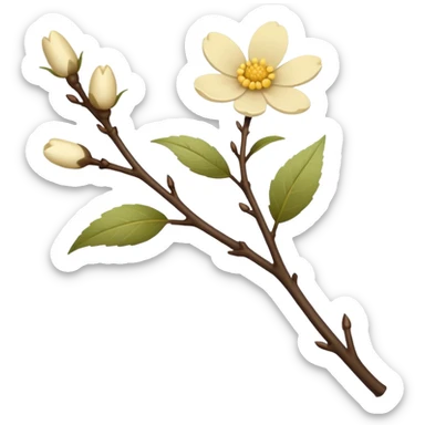 A twig Creamy color flower aesthetic  sticker