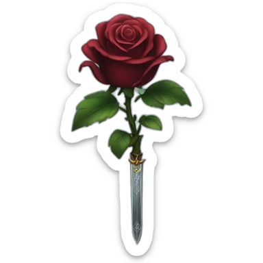 Magic black rose and sword crossed sticker
