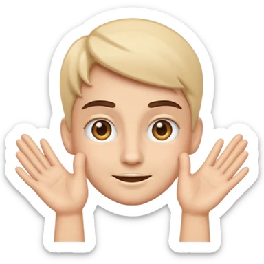 simple emoji style face with hands together, eyebrows raised, sly smile, showing anticipation sticker