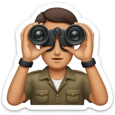  hands holding  binoculars sticker