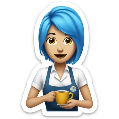 Blue hair barista serving coffee sticker