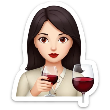A girl with dark hair drinks wine sticker