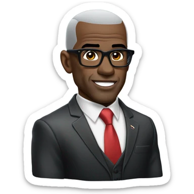 deon sanders with suit and glasses and buzz cut and small eyes over 50 sticker
