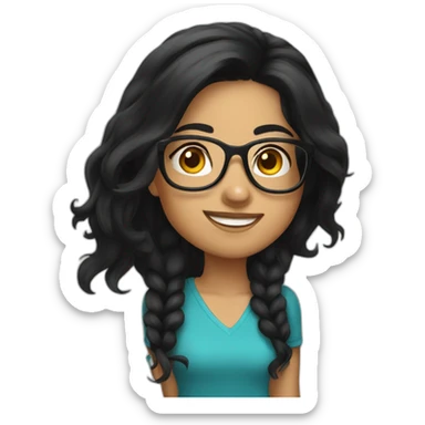 Barsa latin girl long black hair with glasses sticker