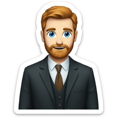 irish man with blue eyes and a brown beard in a suit sticker
