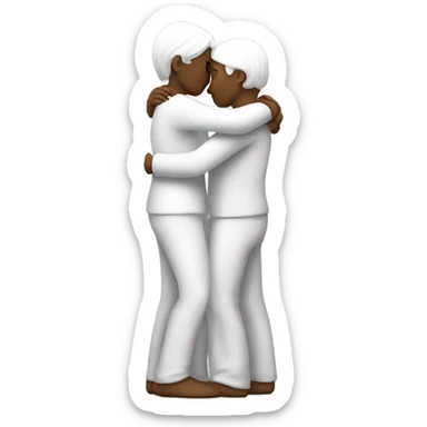 Two white tenderly embracing sticker