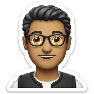 Mediterranean guy with short hairs and black glasses and italian-like clothes and a malicious smirk sticker