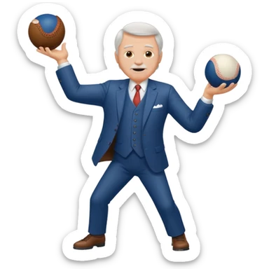 old white man in a suit throwing sticker