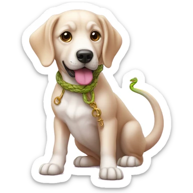 Un chien et un serpent rose joue sticker