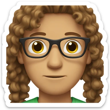 male brown hair, green eyes brown glasses wavy hair sticker