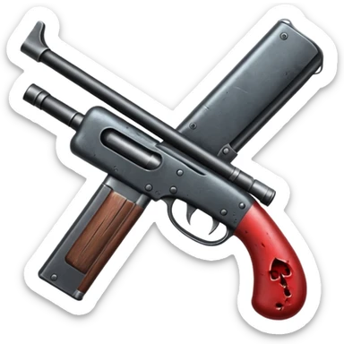 A shotgun pointed upward, in the style of your bleeding skull art. Dark gritty and menacing art style. Pointing up sticker