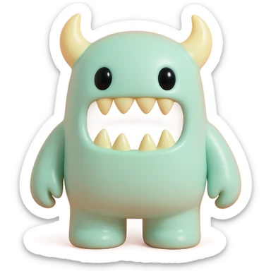scary monster with horns and sharp teeth, detailed sticker