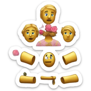 tableau ancien avec un cadre doré dans les tons pales roses et bleus  sticker