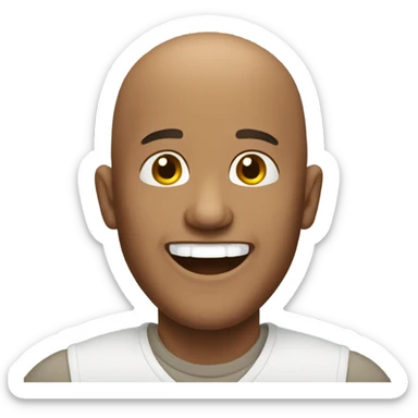 Bald brown man laughing sticker