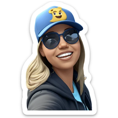 smiling girl in baseball cap sticker